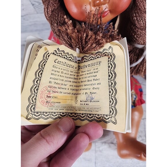 Vintage NABER KIDS Doll WOOD CHIPS & RESIN Darina Rare COA ATTACHED Toddler 18" - Picture 5 of 10